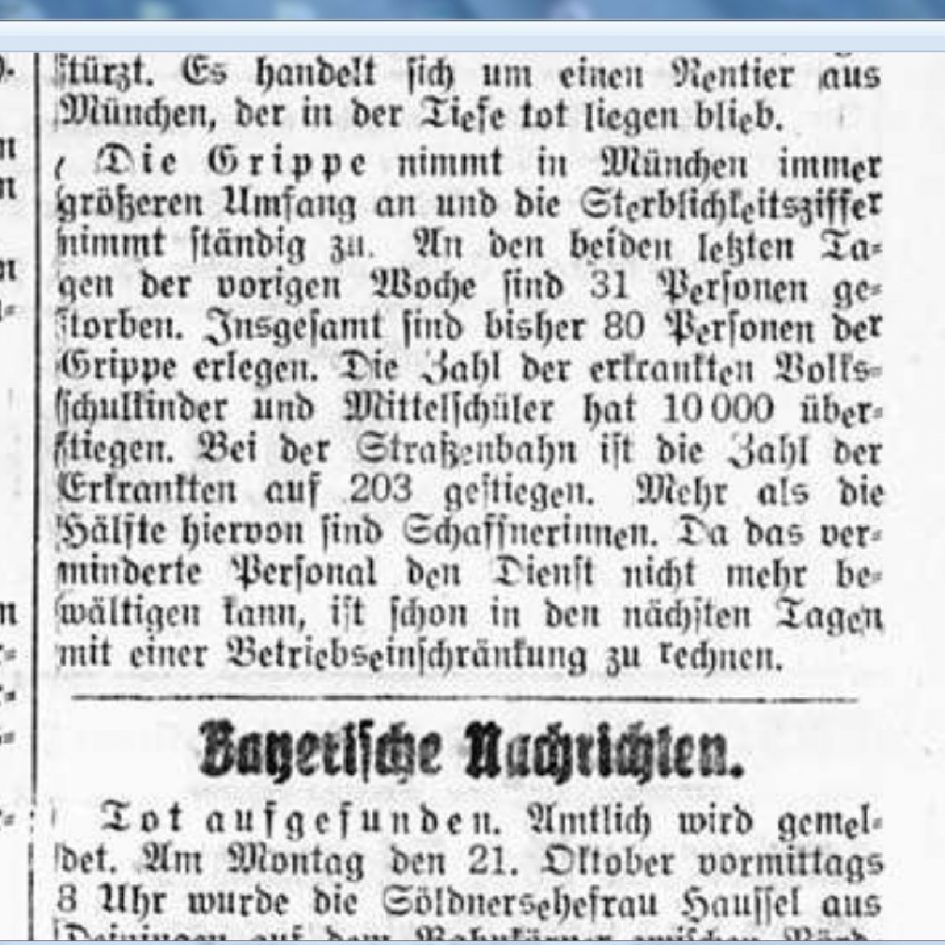 Grippe 1918 München Bayrische Nachrichten